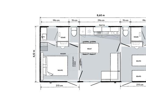 Mobilhome 4 personnes - Gabare Premium 37m² - 2 chambres - 4/6 pers