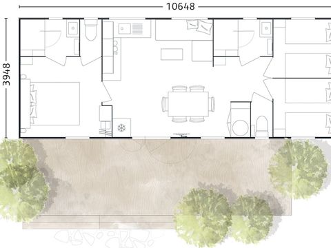 MOBILHOME 8 personnes - Premium Rouffiac 40m² (3 chambres) + 2 salles de bain + LV + LL + Terrasse