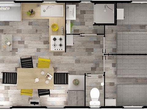 Mobilhome 6/8 personnes - GRAND - CONFORT - 3 chambres - 2 salles de bain 36 m² Terrasse Couverte