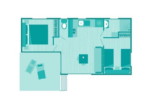 MOBILHOME 6 personnes - Comfort | 2 Ch. | 4/6 Pers. | Terrasse surélevée | Clim. | TV