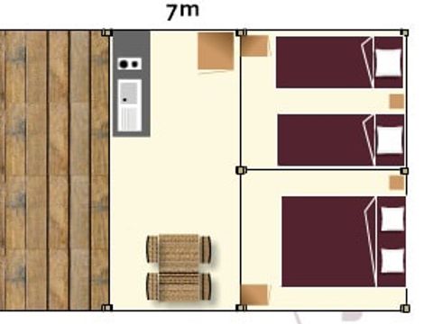 Tente en toile et en bois 5 personnes - Lodge sans sanitaires