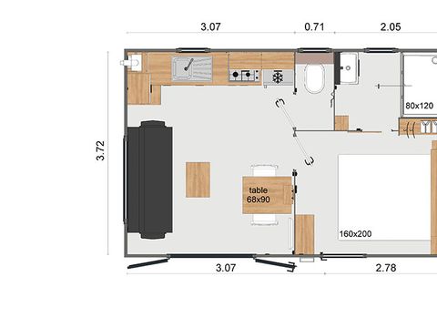 MOBILHOME 2 personnes - Grand confort 1 chambre – 2 personnes