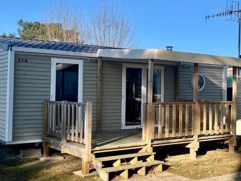 MOBILHOME 6 personnes - Mobil-Home Premium 32m² 3 chambres + terrasse semi-couverte + Clim+LV+draps+serviettes (coté plage)