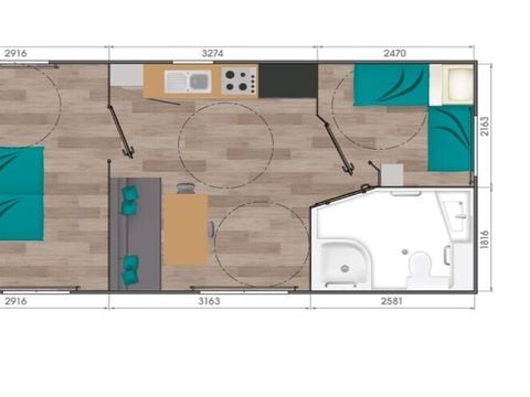 MOBILHOME 4 personnes - Confort + 2 chambres 4 personnes PMR (Personnes à mobilité réduite prioritairement) Samedi