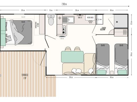MOBILHOME 6 personnes - CONFORT 2 chambres climatisé