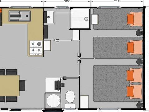 MOBILHOME 8 personnes - Mobil-home 8 pers 4 ch 2 sdb avec terrasse couverte