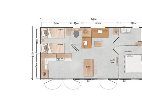 Mobilhome 4 personnes - MH Ohara 844 - 2 chambres - Climatisé - Barbecue