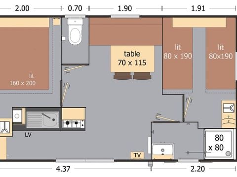 MOBILHOME 4 personnes - Confort 22m²