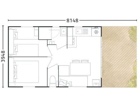 Mobilhome 4 personnes - Mobil home CONFORT T 23m² - 2 chambres
