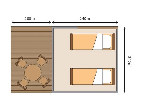Tente en toile et en bois 2 personnes - Cyclolodge sans sanitaires, sans cuisine, 1 chambre