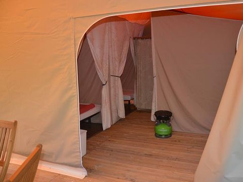 Tente en toile et en bois 6 personnes - Lodge Canada Confort (6p-3ch) 35m² sans sanitaires
