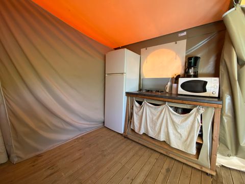 TENTE TOILE ET BOIS 6 personnes - Lodge Canada Confort (6p-3ch) 35m² sans sanitaires