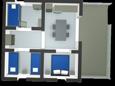 TENTE TOILE ET BOIS 6 personnes - Lodge Canada Confort (6p-3ch) 35m² sans sanitaires
