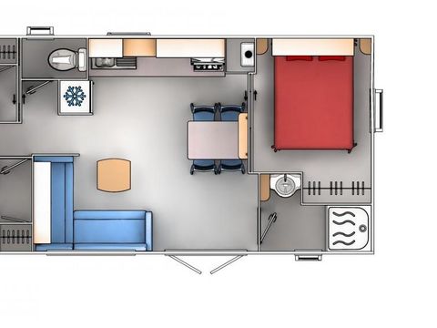 MOBILHOME 6 personnes - Confort 6p (35m²) avec terrasse couverte, climatisé