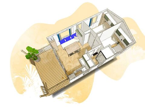 Mobilhome 6 personnes - Mobil-home | Comfort | 2 Ch. | 4/6 Pers. | Terrasse simple | Clim. | TV