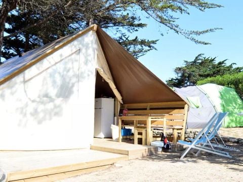 Tente en toile et en bois 4 personnes - Tente Lodge 3 Pièces 4 Personnes Sans Sanitaire