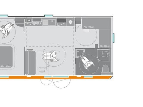 Mobilhome 4 personnes - PMR adapté pour personnes à mobilité réduite - 2 chambres