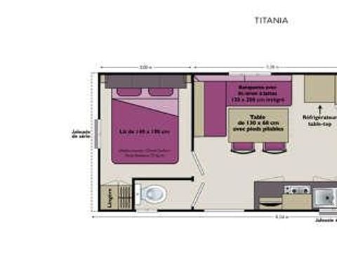 Mobilhome 4 personnes - Standard 29m² - 2 chambres - Terrasse