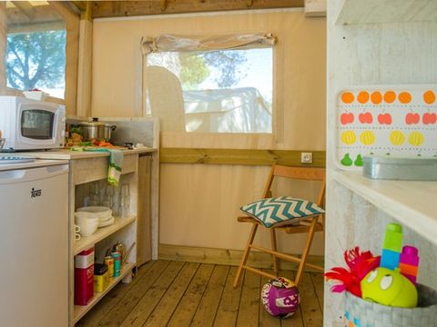 Tente en toile et en bois 5 personnes - Eco Lodge | 2 Ch. | 4/5 Pers. | Sans SDB