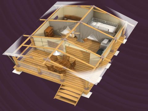 Tente en toile et en bois 5 personnes - SAFARI (Sans sanitaires)