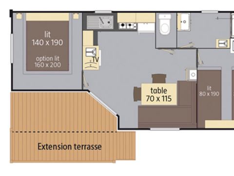 MOBILHOME 4 personnes - Standard - 2ch - Terrasse semi-couverte