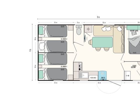 MOBILHOME 6 personnes - Confort 32m² - 3ch - Terrasse couverte - TV - Climatisation