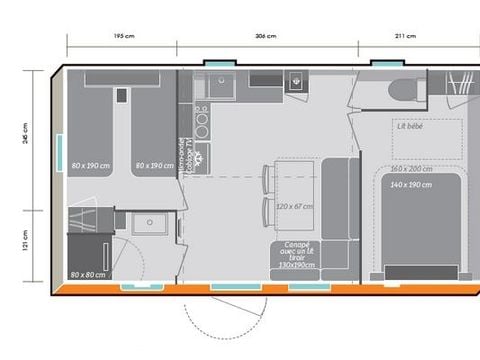 MOBILHOME 4 personnes - MH2 Premium
