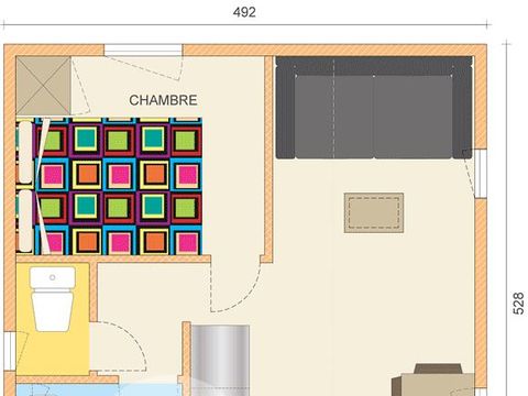 CHALET 4 personnes - Chalet CONFORT Nelia 23 m² (1 chambre) + terrasse couverte de 8 m² + clim reversible(045) + TV 2/4 pers