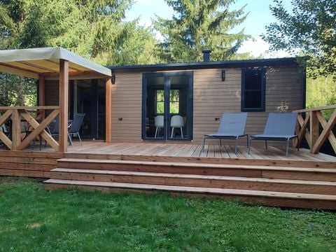 MOBILHOME 4 personnes - Cottage Ohara Côté Jardin Premium 30m² - 2 chambres + Terrasse semi couverte + Clim  - Vue forêt