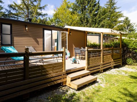 MOBILHOME 6 personnes - Cottage Ohara Côté Jardin Premium - 36m² - 3 chambres + Terrasse semi cou + TV + LV + Vue forêt 6 pers
