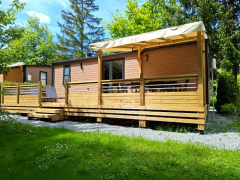 MOBILHOME 6 personnes - Cottage Ohara Côté Jardin Premium - 36m² - 3 chambres + Terrasse semi cou + TV + LV + Vue forêt 6 pers