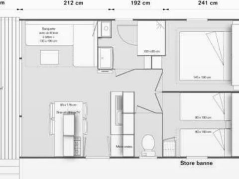 MOBILHOME 4 personnes - LUMIERE Premium ILOT Vue mer Dim.