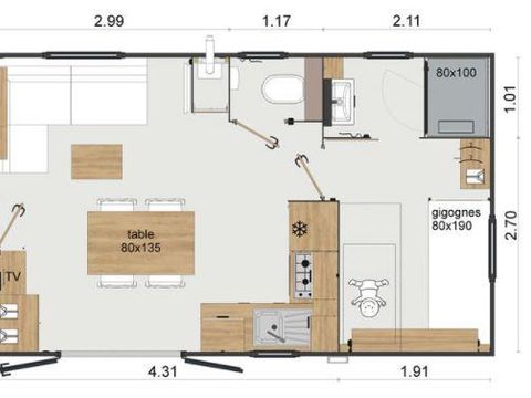 MOBILHOME 5 personnes - PLEIN AIR Premium plus Vue mer
