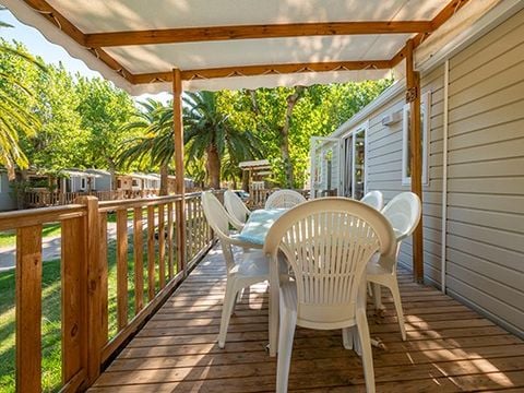 MOBILHOME 6 personnes - Premium | 3 Ch. | 6 Pers. | Terrasse surélevée | 2 SDB | Clim.