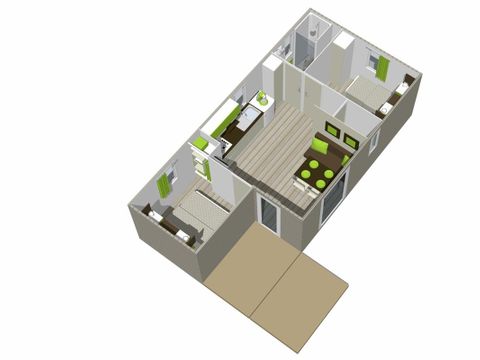 MOBILHOME 4 personnes - RESIDENTIEL ACCÈS PMR 2 chambres 4/6 pers. 