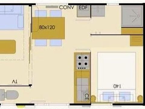 MOBILHOME 4 personnes - MODULO 1 chambre 2/4 pers. 