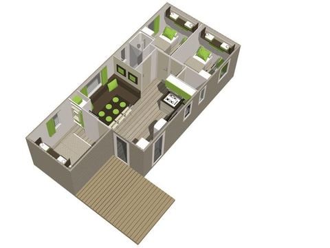 Mobilhome 6/8 personnes - RESIDENTIEL - 3 chambres