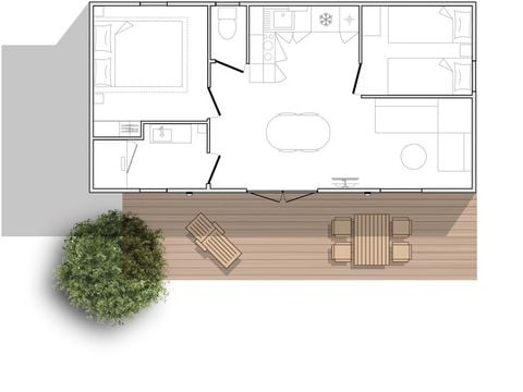 MOBILHOME 4 personnes - LE GRAND LARGE PRIVILEGE CLIMATISE + LAVE VAISSELLE