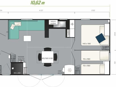 MOBILHOME 8 personnes - LE TRIBU CLIMATISE 4 chambres