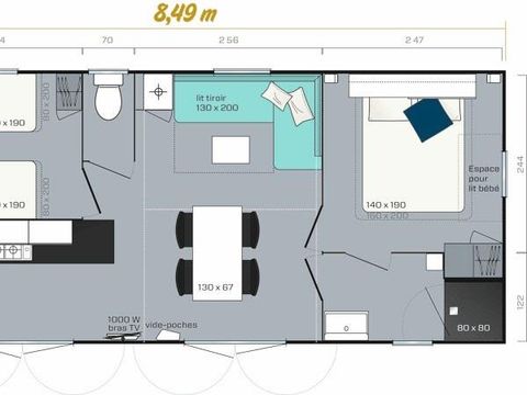 MOBILHOME 4 personnes - LE RIVIERA CLIMATISE 2 chambres