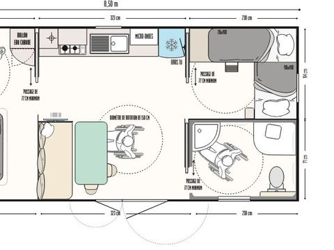 MOBILHOME 5 personnes - PRIVILEGE PMR - 5 Pers - 2 adultes - 3 enfants - 2 chambres