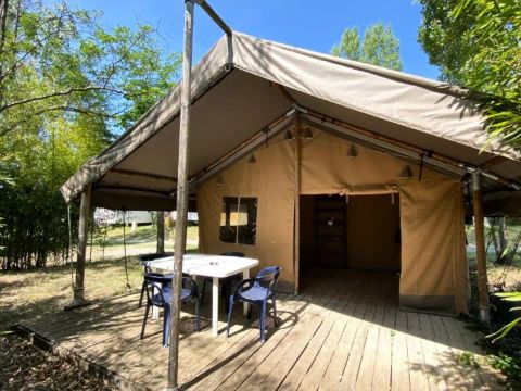 Tente en toile et en bois 5 personnes - Lodge Cosy 3 Pièces 5 Personnes Sans Sanitaire