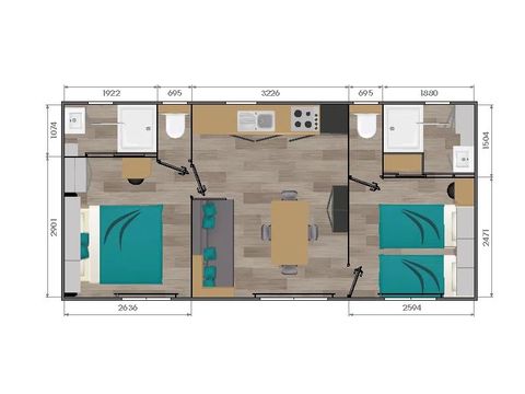 MOBILHOME 4 personnes - Cabane Privilège 2 chambres 2 salles de bain