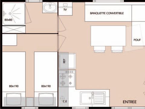MOBILHOME 5 personnes - AUTHENTIQUE