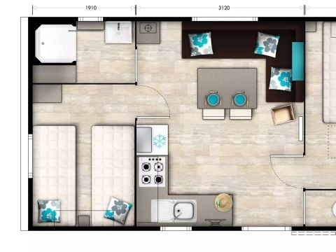 MOBILHOME 5 personnes - Authentique 3 Pièces 4/5 Personnes + TV