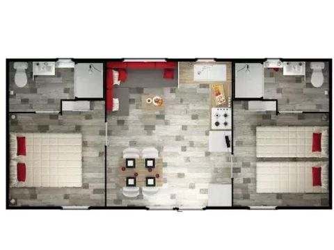 MOBILHOME 4 personnes - Duo Premium 3 Pièces 4 Personnes Jacuzzi + Climatisé + TV