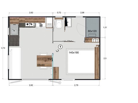 MOBILHOME 2 personnes - Mobile-home PREMIUM 1 chambre