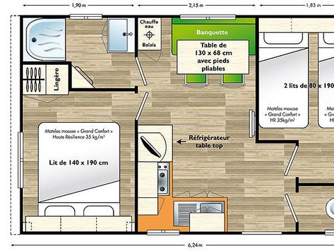 MOBILHOME 4 personnes - CONFORT+