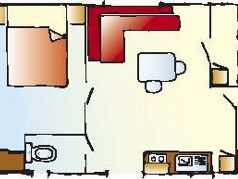 MOBILHOME 5 personnes - MH2 CONFORT + terrasse semi couverte 20 m²