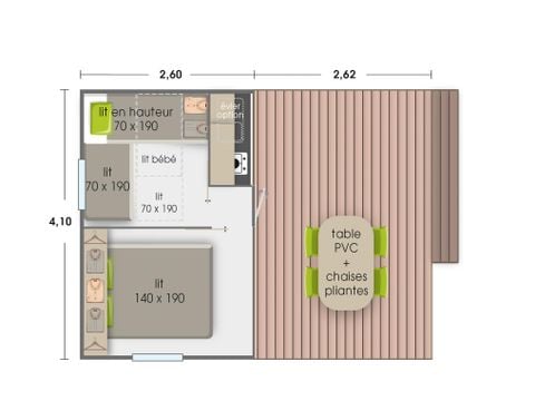 BUNGALOW TOILÉ 5 personnes - TITHOME sans sanitaires 26 m²